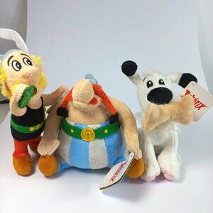 Asterix and obelix Dogmatix set of 3 plush figures dolls stuffed NWT collection